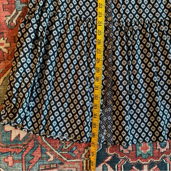 Joie-Black and White Floral Print Long Sleeve Button-Up Drop Waist Dress Sz S - Picture 6 of 13